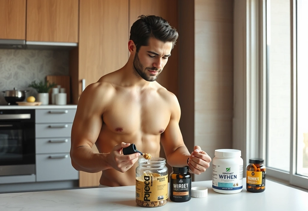 Homem ativo com suplementação natural